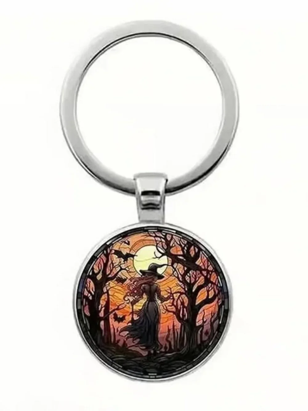Stainless Steel WITCH Halloween Keyring Keychain Accessory